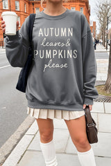 UL180P-E3158 Autumn Leaves Pumpkins Graphic Plus Sweatshirt $25