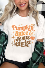 US3001-E3164 Pumpkin Spice & Jesus Graphic Tee $12.5
