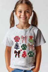 US3001Y-E3195Z Christmas Bow Paw Kids Graphic Tee $11