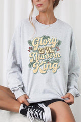 UL240-E3220 Glory to the Newborn King Graphic Long Sleeve Tee $13.75