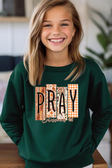 UL180B-E3166Z Pray Fall Christian Kids Graphic Sweatshirt $20
