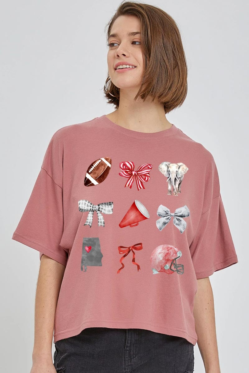 CTS-E3076 Alabama Football Graphic Relaxed Crop Top $11