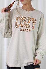 UL240P-E3082 Cozy Season Graphic Plus Long Sleeve Tee $17