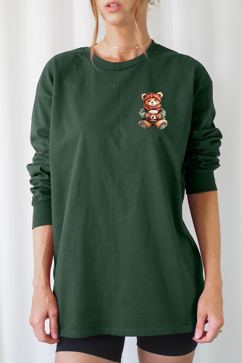 UL240-E3175 Christmas bear Graphic Long Sleeve Tee $13.75