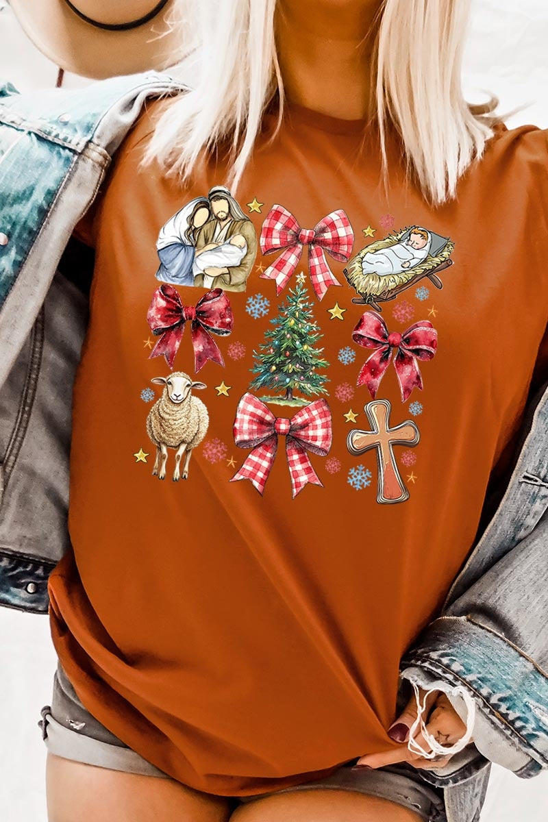 US3001-E3219 Nativity Scene Christmas Graphic Tee $12.5