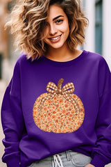 UL180P-E3135 Floral Fall Pumpkin Graphic Plus Sweatshirt $25