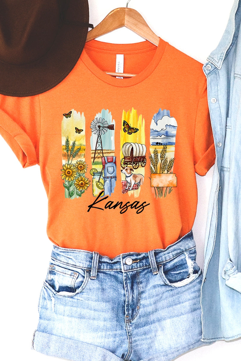 US3001-E3061KS Kansas State Brushstroke Graphic Tee $12.5