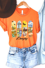 US3001P-E3061KS Kansas State Brushstroke Graphic Plus Tee $16