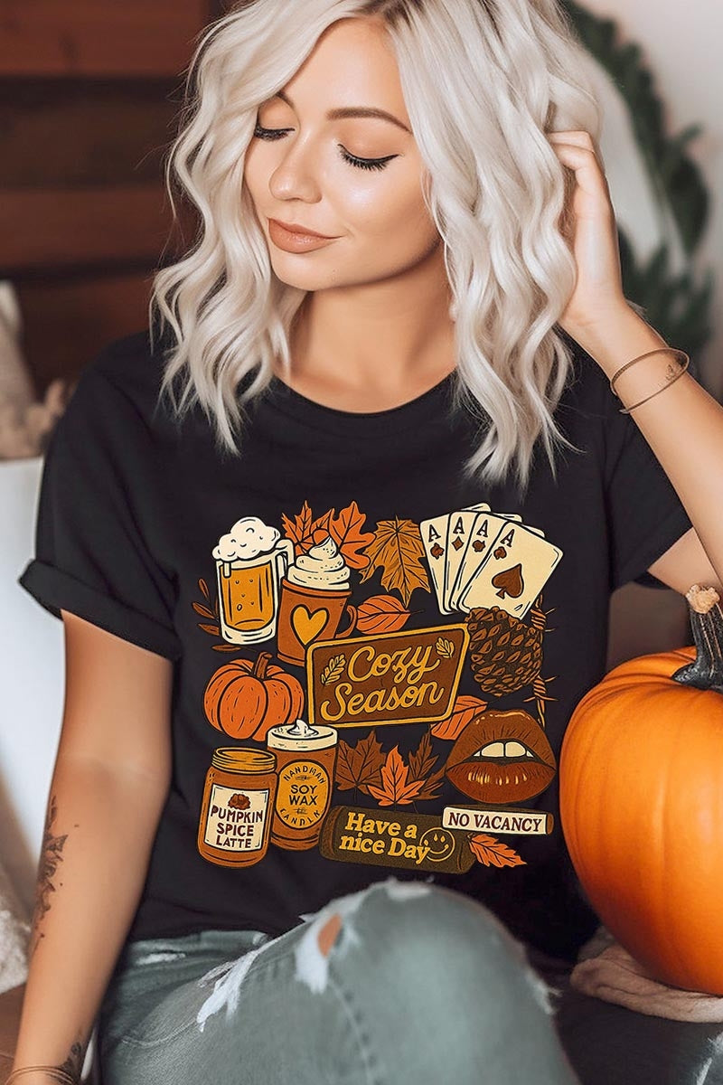 US3001P-E3119 Retro Fall Collage Graphic Plus Tee $16