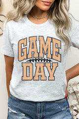 US3001P-E3129 Orange Gingham Game Day Graphic Plus Tee $16