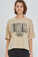 CTS-E3132 Camo Football Graphic Relaxed Crop Top $11