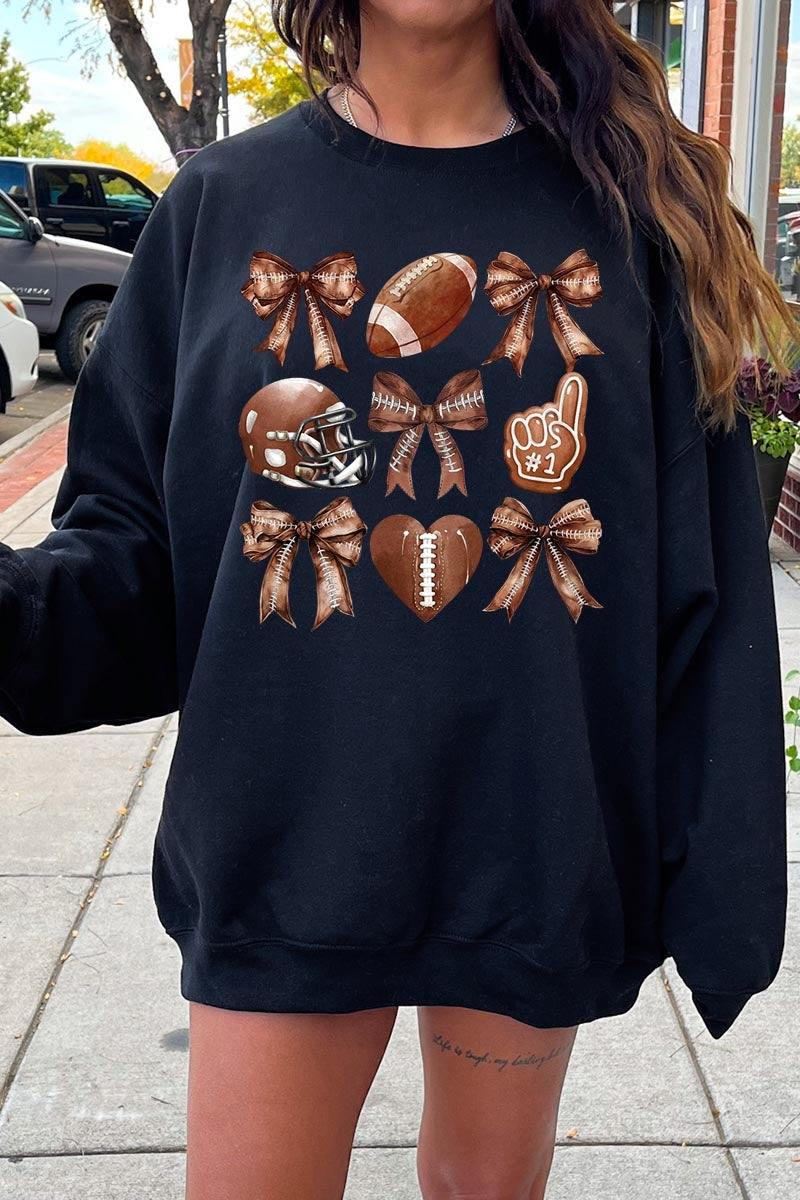 UL180P-E3054 Cute Football and Bow Graphic Plus Sweatshirt $25