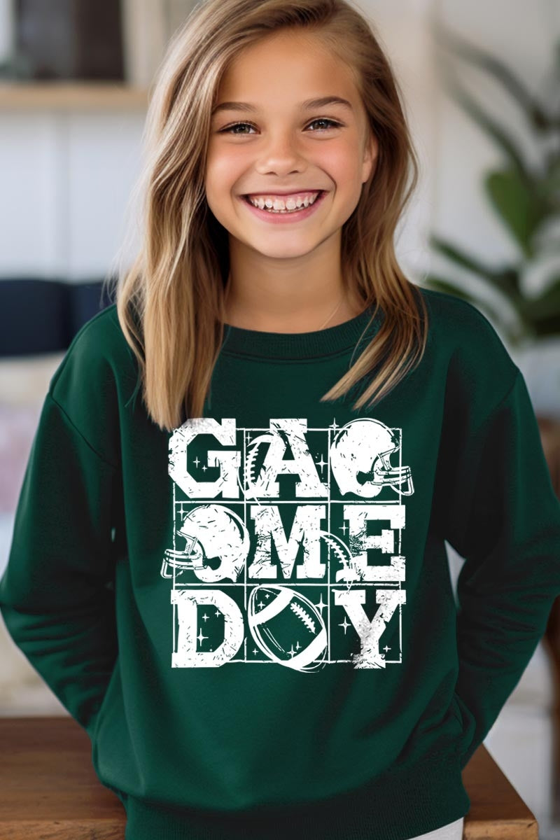 UL180B-E3073Z Distressed Game Day Kids Graphic Sweatshirt $20