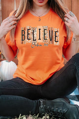 US3001-E3167 Believe Fall Christian Graphic Tee $12.5