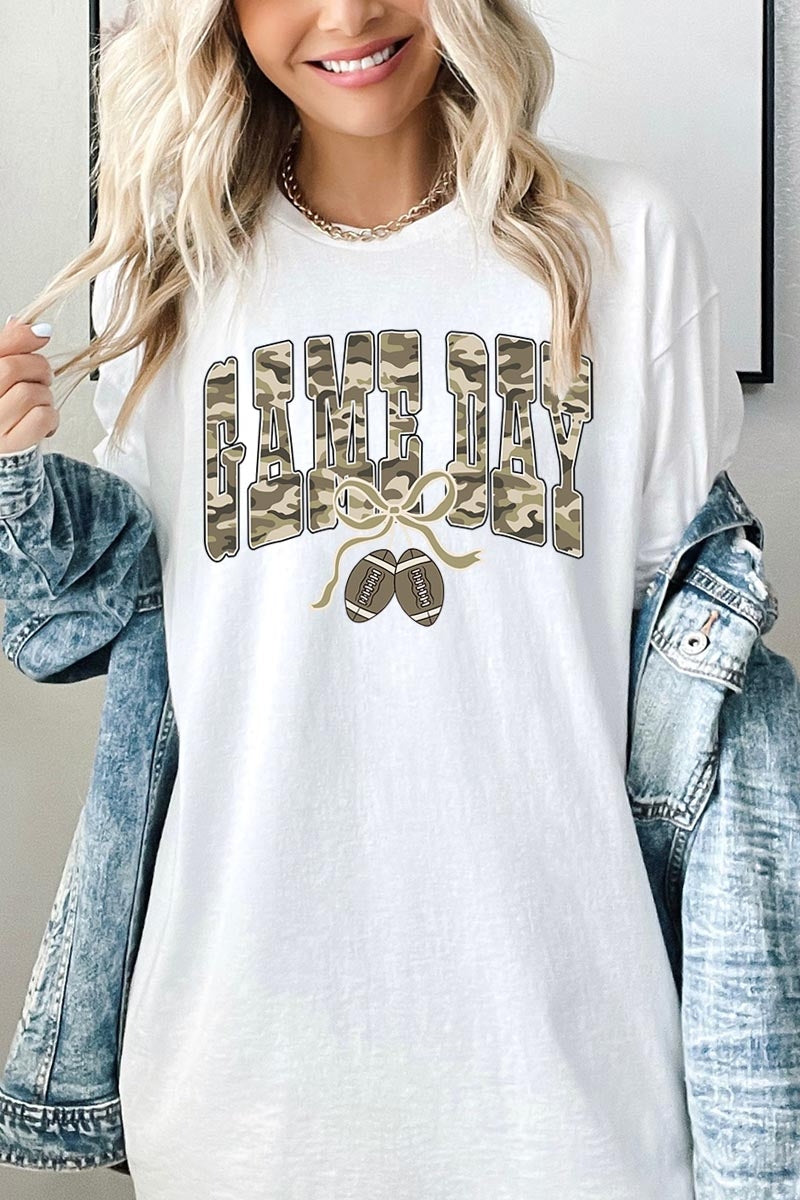 5000-E3131 Football Game Day Camo Graphic Heavy Cotton Tee $9