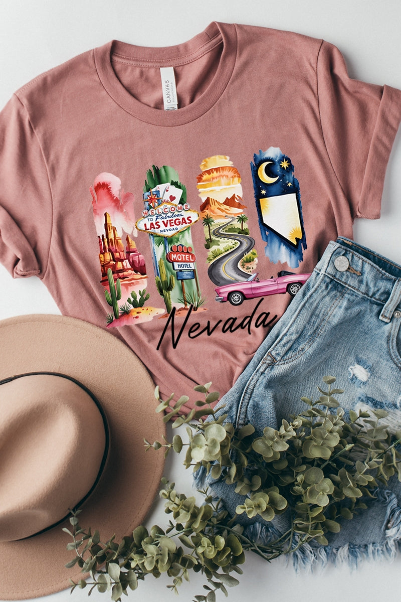 US3001P-E3061NV Nevada State Brushstroke Graphic Plus Tee $16
