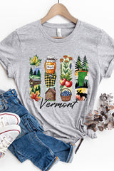 US3001-E3061VT Vermont State Brushstroke Graphic Tee $12.5