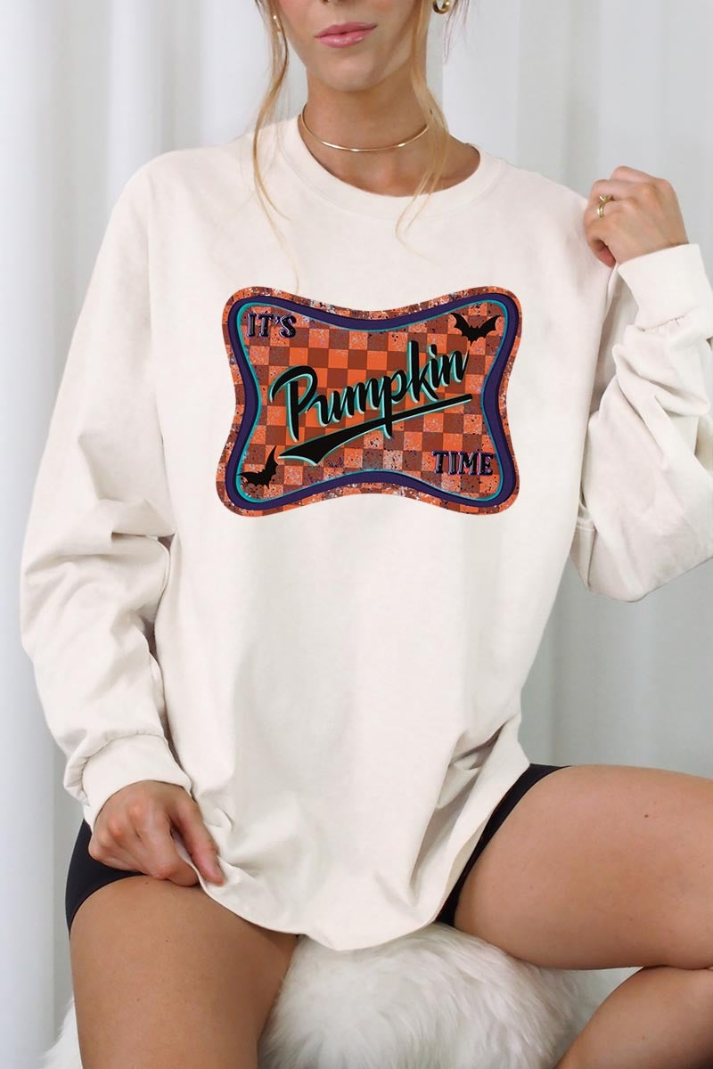 UL240P-E3144 Itu2019s pumpkin time Graphic Plus Long Sleeve Tee $17
