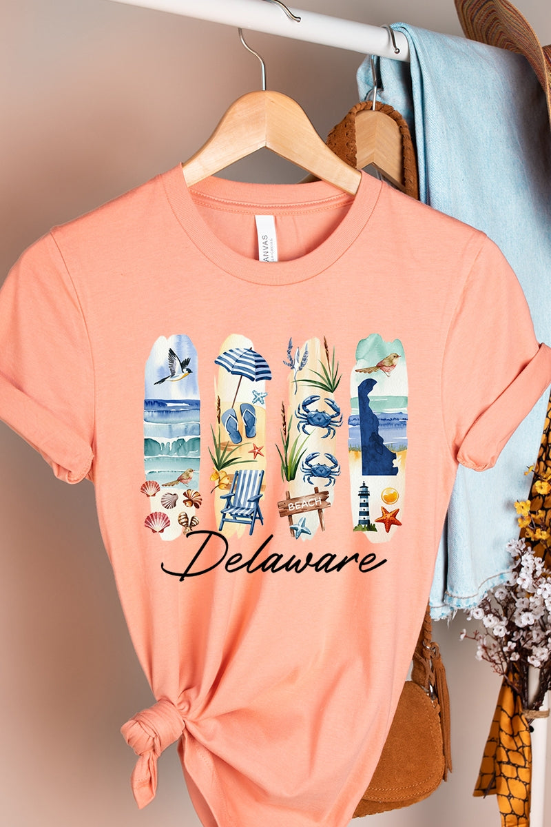 US3001-E3061DE Delaware State Brushstroke Graphic Tee $12.5