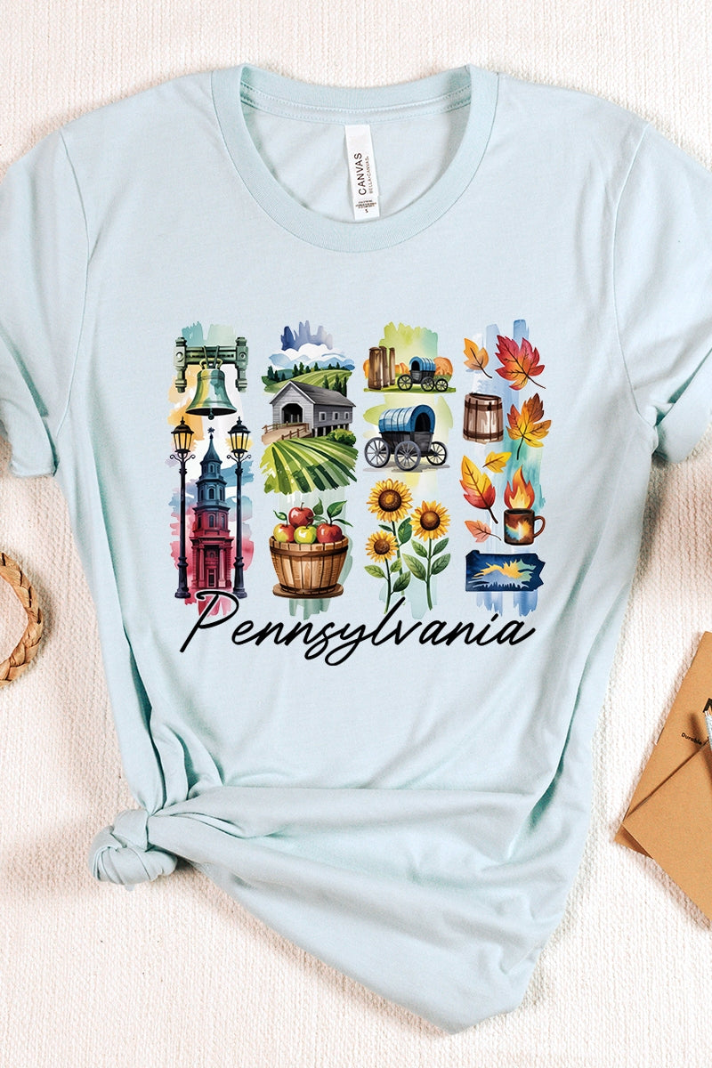US3001P-E3061PA Pennsylvania State Brushstroke Graphic Plus Tee $16