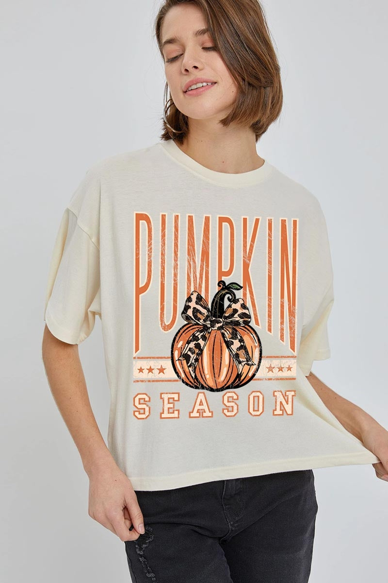 CTS-E3145 Pumpkin Season Graphic Relaxed Crop Top $11
