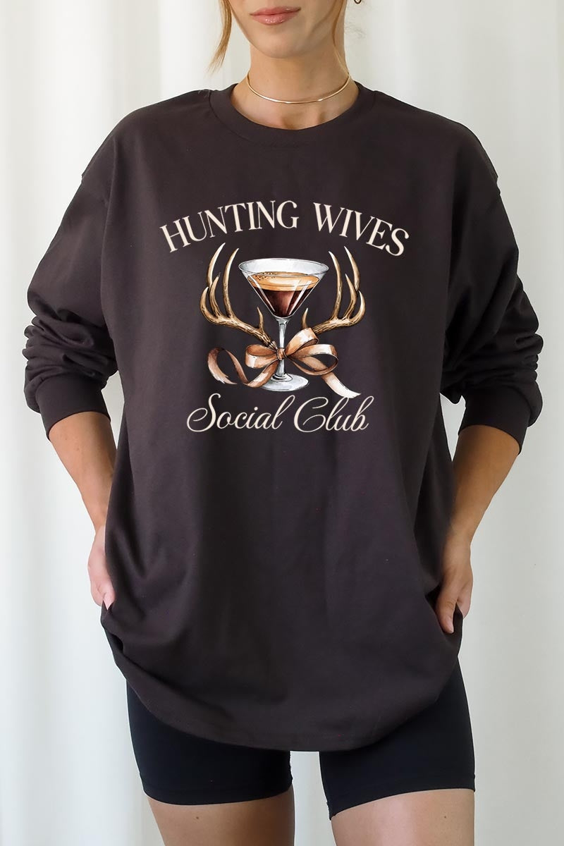 UL240-E3191 Hunting Wives Social Club Graphic Long Sleeve Tee $13.75