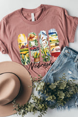 US3001-E3061NE Nebraska State Brushstroke Graphic Tee $12.5