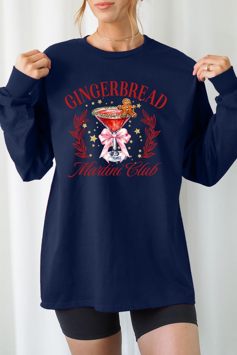 UL240P-E3216 Gingerbread Martini Club Graphic Plus Long Sleeve Tee $17