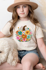 US3001Y-E3118Z Floral Pumpkin Kids Graphic Tee $11