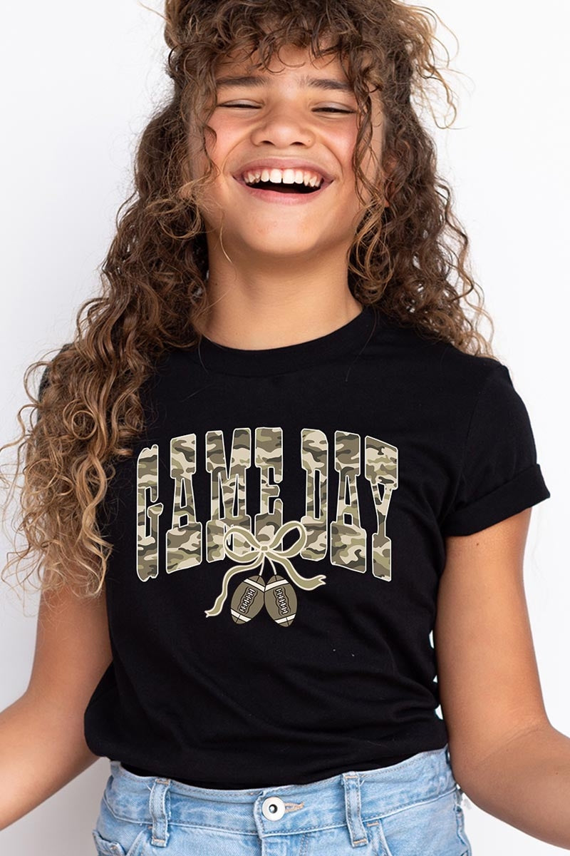 US3001Y-E3131Z Football Game Day Camo Kids Graphic Tee $11