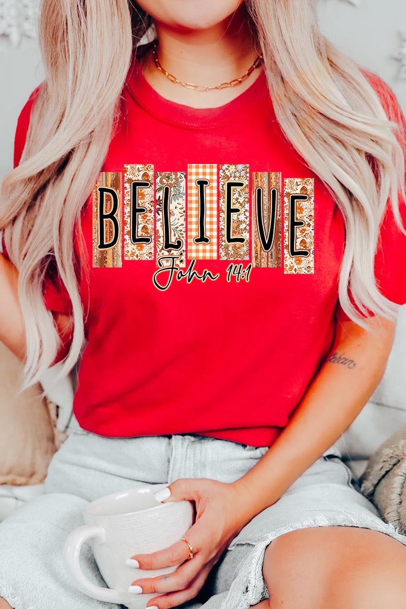 US3001P-E3167 Believe Fall Christian Graphic Plus Tee $16