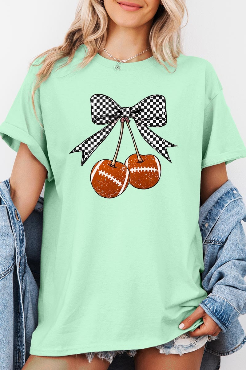 5000-E3055 Football Cherries Graphic Heavy Cotton Tee $9