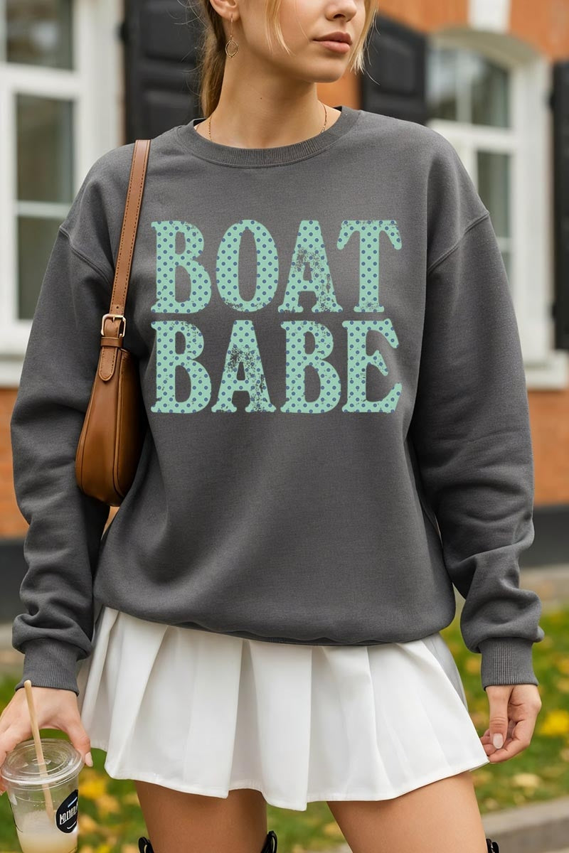 UL180-E3466 Boat Babe Dot Graphic Sweatshirt $20
