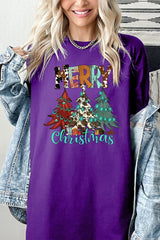 5000P-E3200 Merry Christmas Trees Graphic Plus Heavy Cotton Tee $12.75