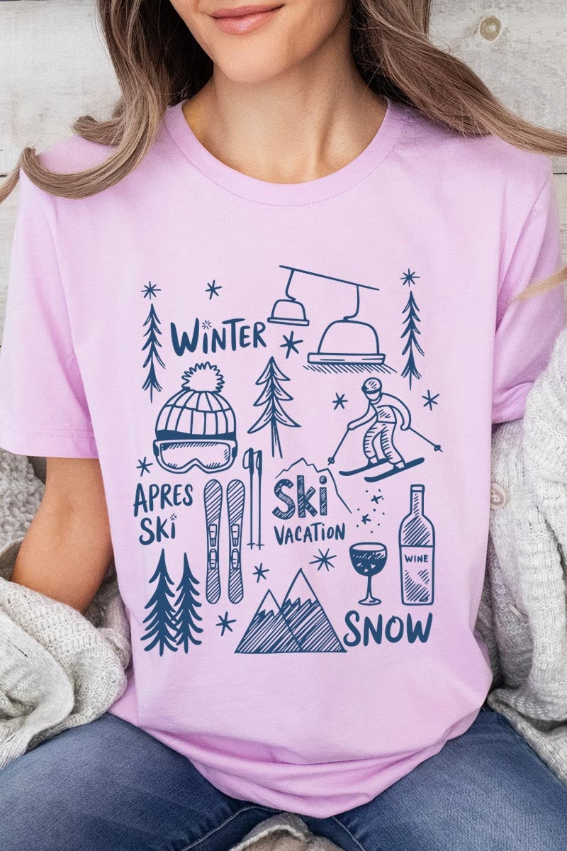 US3001P-E3188 Ski Doodle Graphic Plus Tee $16