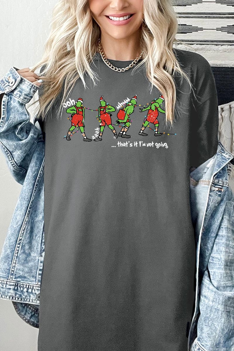 5000P-E3203 Grinch Dance Funny Christmas Graphic Plus Heavy Cotton Tee $12.75