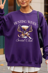UL180P-E3191 Hunting Wives Social Club Graphic Plus Sweatshirt $25