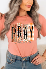 US3001P-E3166 Pray Fall Christian Graphic Plus Tee $16