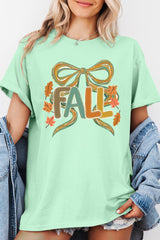 5000P-E3121 Fall Brushstroke Bow Graphic Plus Heavy Cotton Tee $12.75