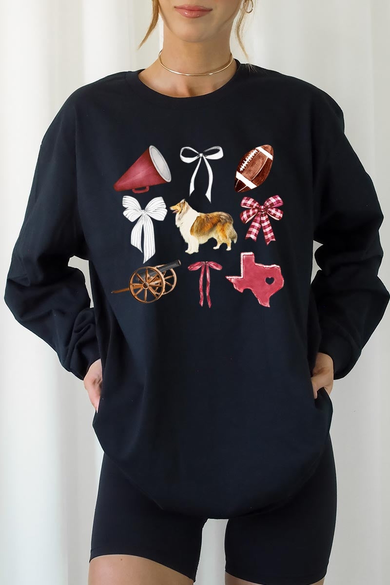 UL240-E3079 Texas Football Graphic Long Sleeve Tee $13.75