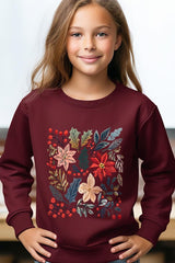 UL180B-E3186Z Floral Christmas Kids Graphic Sweatshirt $20
