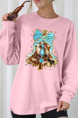 UL240-E3184 Turquoise Christmas Tree Graphic Long Sleeve Tee $13.75
