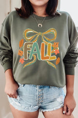 UL180-E3121 Fall Brushstroke Bow Graphic Sweatshirt $20