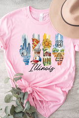 US3001-E3061IL Illinois State Brushstroke Graphic Tee $12.5