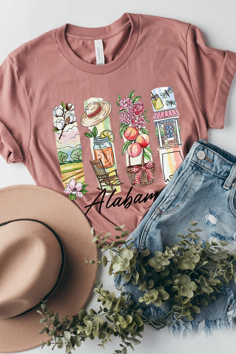 US3001-E3061AL Alabama State Brushstroke Graphic Tee $12.5