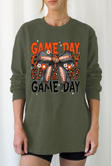 UL240P-E3088 Orange Black Football Bow Plus Long Sleeve Tee $17