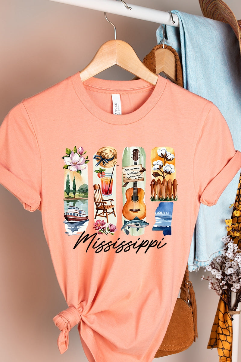 US3001-E3061MS Mississippi State Brushstroke Graphic Tee $12.5