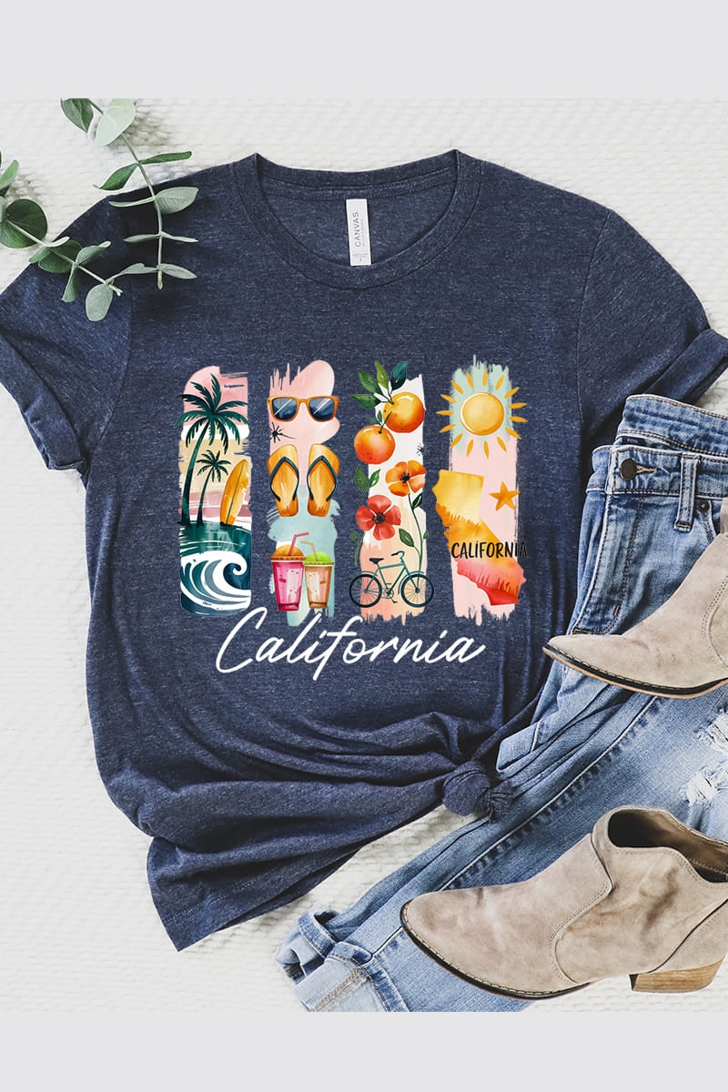 US3001P-E3061CA California State Brushstroke Graphic Plus Tee $16