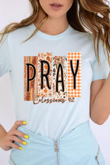 US3001P-E3166 Pray Fall Christian Graphic Plus Tee $16