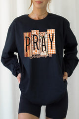 UL240-E3166 Pray Fall Christian Graphic Long Sleeve Tee $13.75